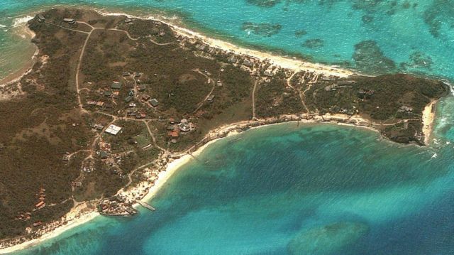 A satellite image shows buildings and beaches after Hurricane Beryl passed Petit Saint Vincent, Grenada, July 2, 2024