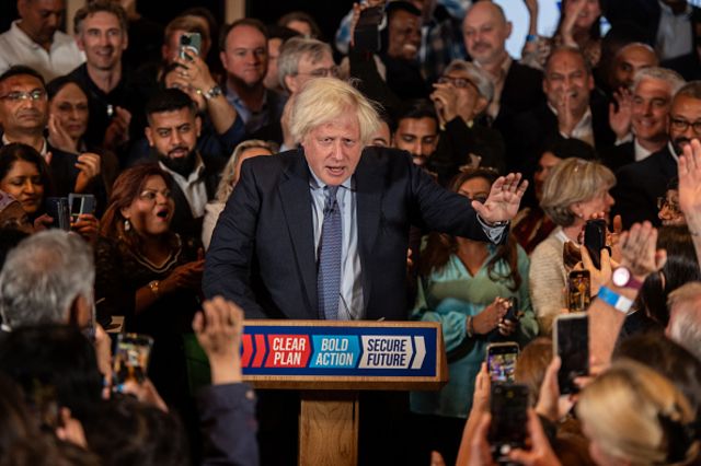 Boris Johnson is at a Conservative Party general election campaign event at the National Army Museum in London, 2 July 2024