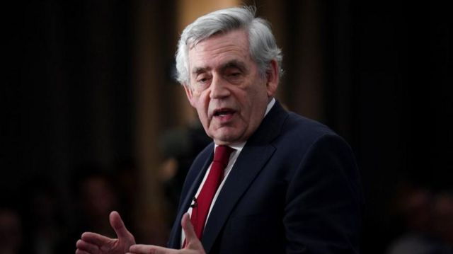 Gordon Brown giving a speech