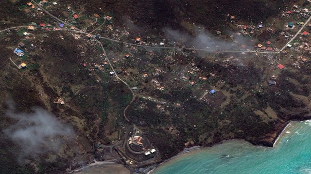 A satellite image shows Argyle, Carriacou, after Hurricane Beryl passed Grenada, 2 July, 2024
