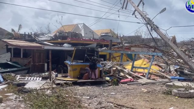 A damaged property on Union Island, Saint Vincent and the Grenadines