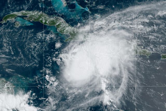 Hurricane Beryl approaches Jamaica in a composite satellite image over the Caribbean Sea July 3, 2024
