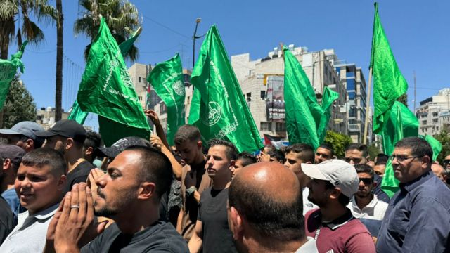 Protesters in Ramallah on Wednesday 31 July