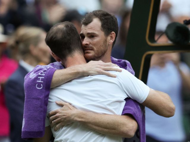 Jamie Murray hugs Andy Murray