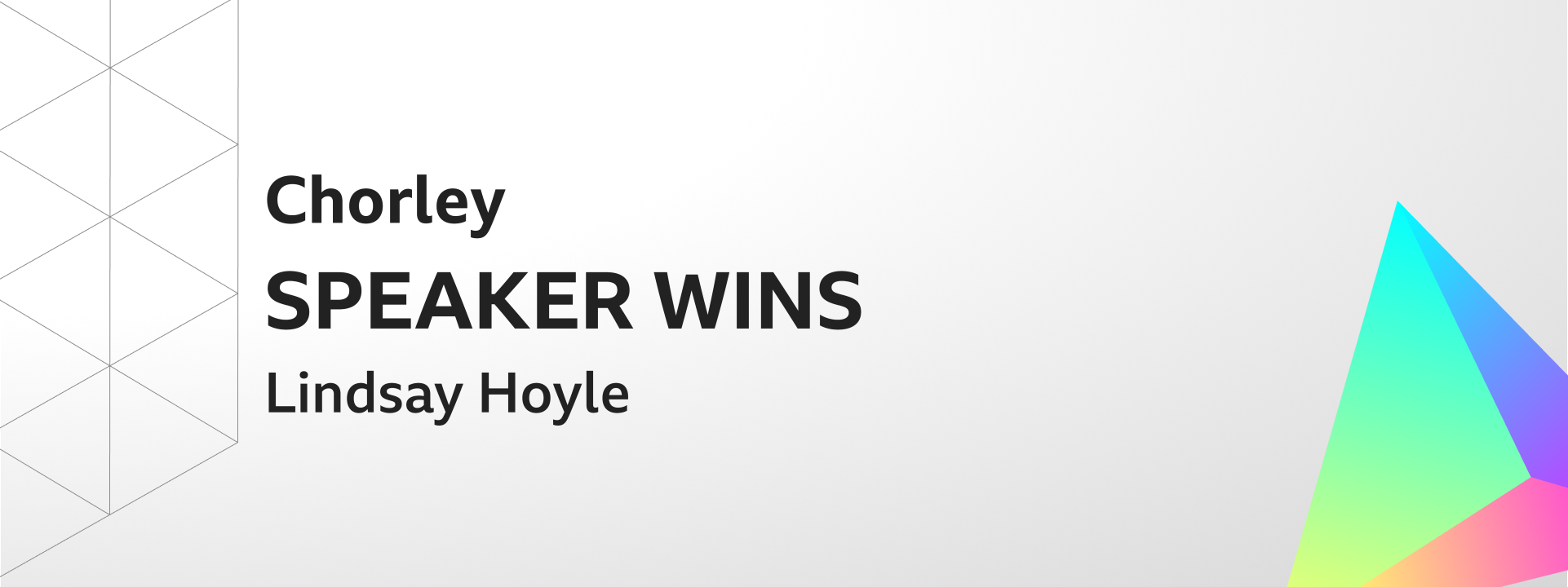 Graphic showing Speaker holds Chorley. The winning candidate was Lindsay Hoyle.
