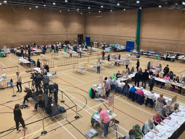 The view of the counts going on at Macclesfield leisure centre