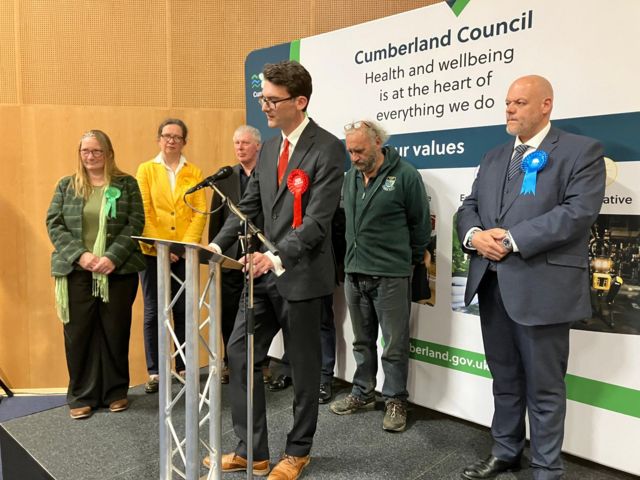 Labour's Markus Campbell-Savours is declared winner of Penrith and Solway
