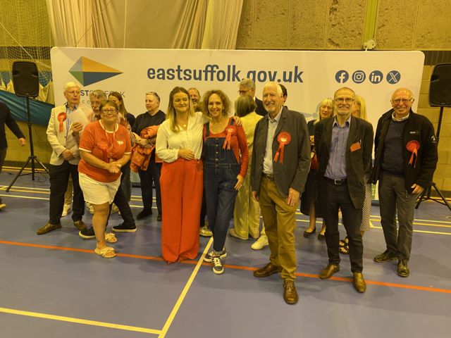 Labour celebrating Suffolk Coastal victory