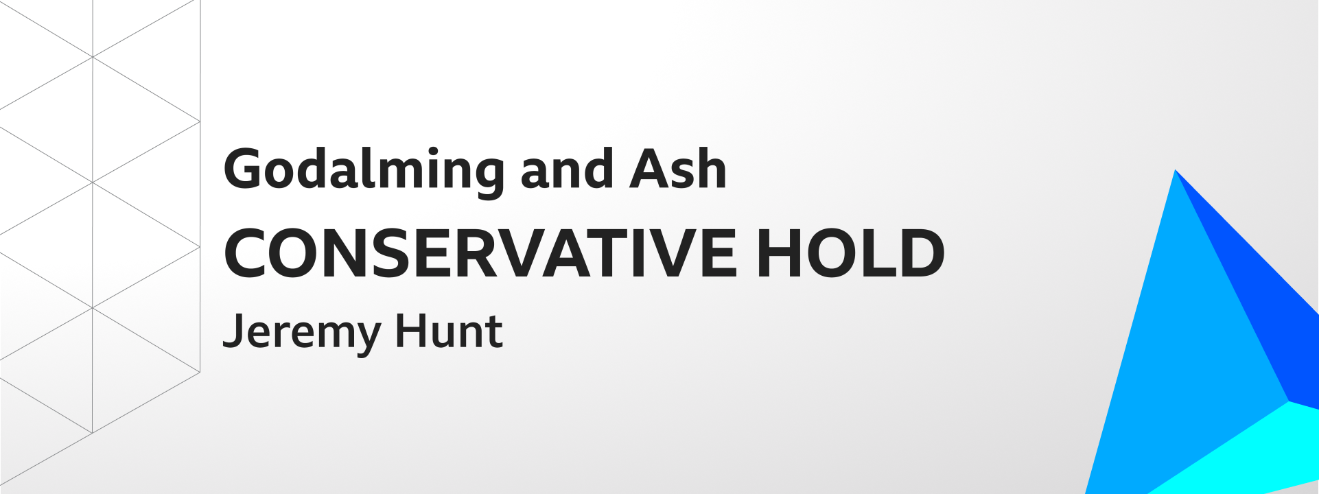 Graphic showing Conservatives hold Godalming and Ash. The winning candidate was Jeremy Hunt.