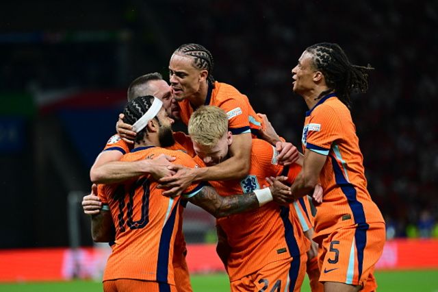 Players of Netherlands celebrate