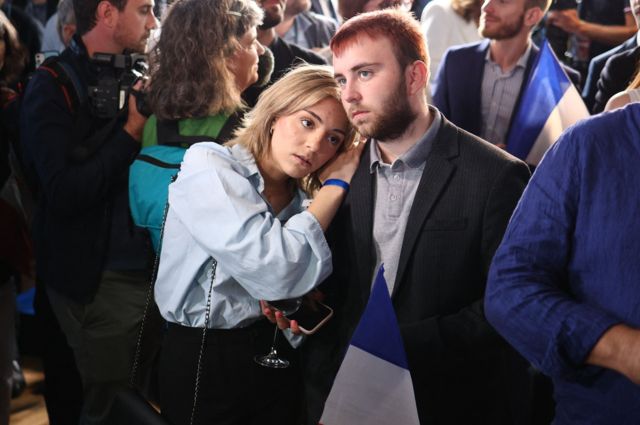 Supporters of National Rally at its event in Paris