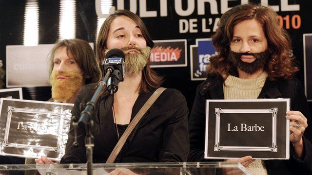 Members of the French feminist action group La Barbe