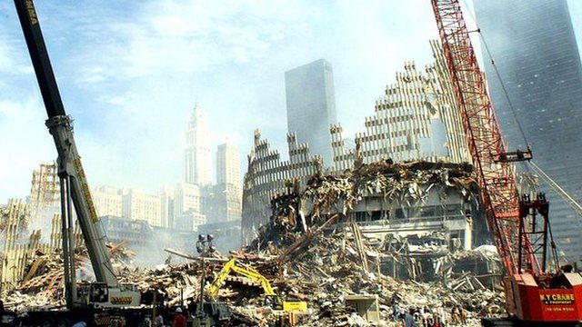 Rubble of Twin Towers in New York