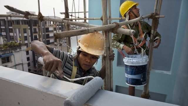 Burma construction workers in Rangoon, 6 Feb 12
