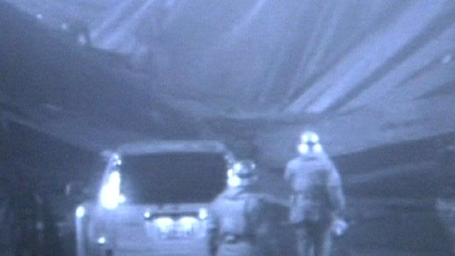Rescue workers inside collapsed Sasago tunnel in Japan
