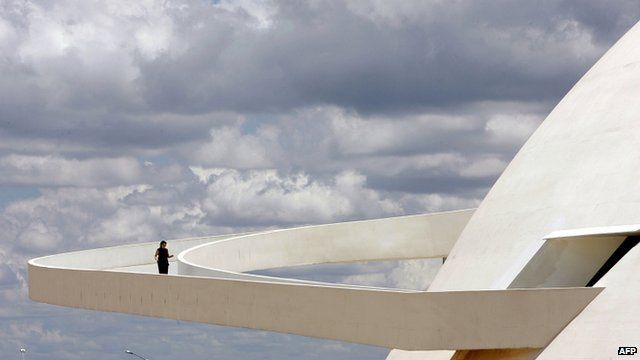 The ramp of Brasilia"s National Museum, work of Brazilian architect Oscar Niemeyer