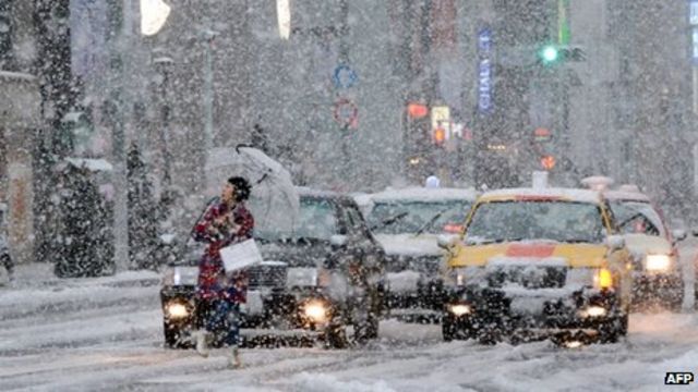 Snowstorm in Tokyo disrupts road, rail and air transport