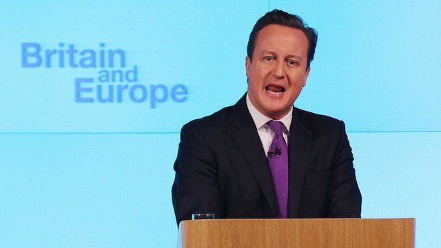 UK PM David Cameron giving Europe speech in London, 23 Jan 13