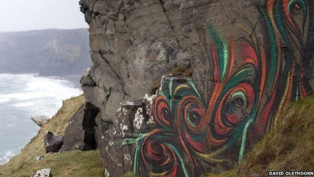 Graffiti on the Cliffs of Moher in County Clare