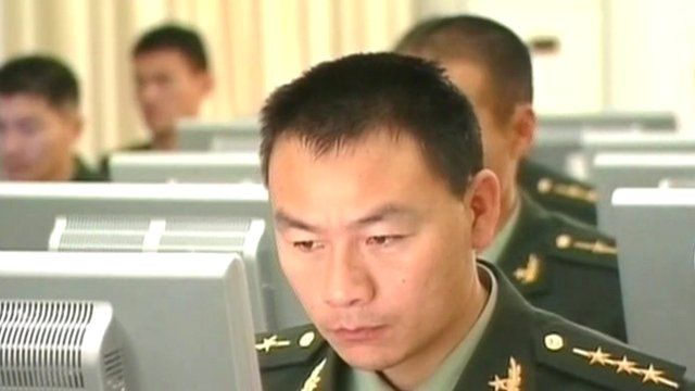 Chinese soldiers playing the video game