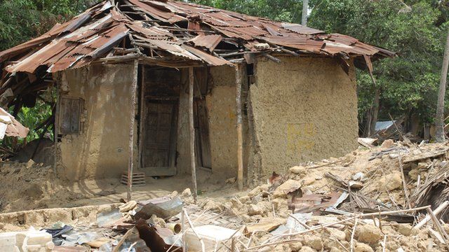 A damaged Liberian home