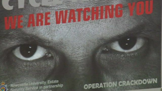 Newcastle University poster showing staring eyes