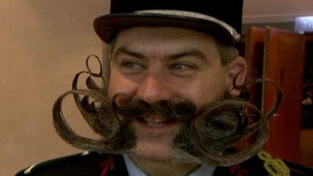 Contestant in the annual beard and moustache championship in Pforzheim