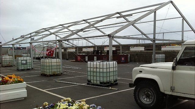 Marquees being taken down in St Peter Port, Guernsey