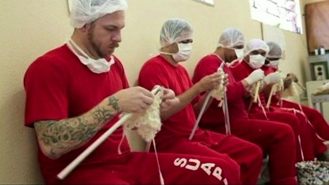 Prisoners knit at Brazil’s Ariosvaldo Campos Pires prison