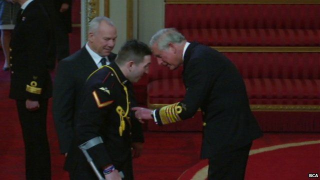 Lance Bombardier Ben Parkinson receives MBE from Prince Charles