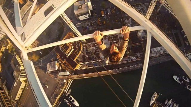 James Kingston scaled the 96m (314ft) crane at Admiral's Quay (footage by James Kingston)