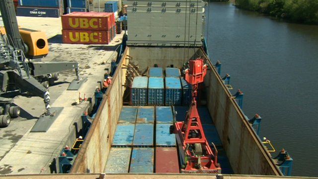 A boat with freight containers