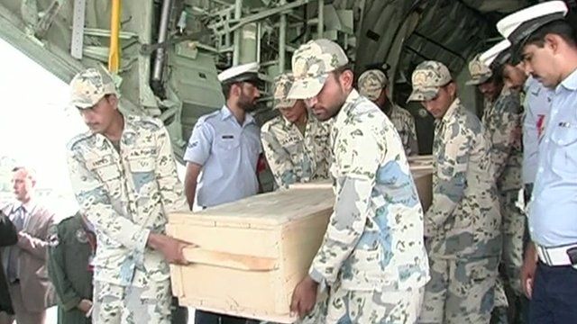 A coffin arrives in Pakistan capital