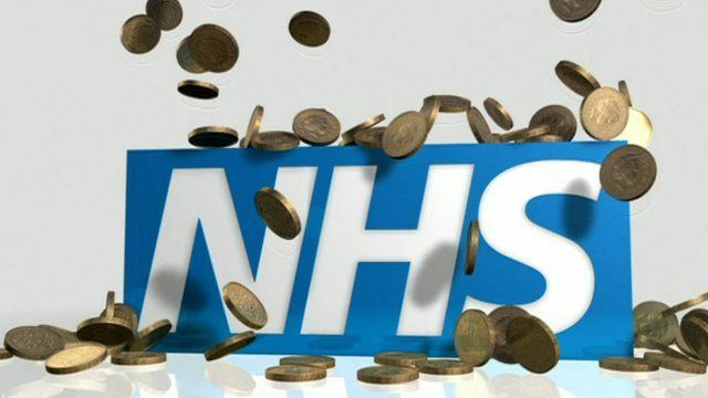 NHS logo with coins