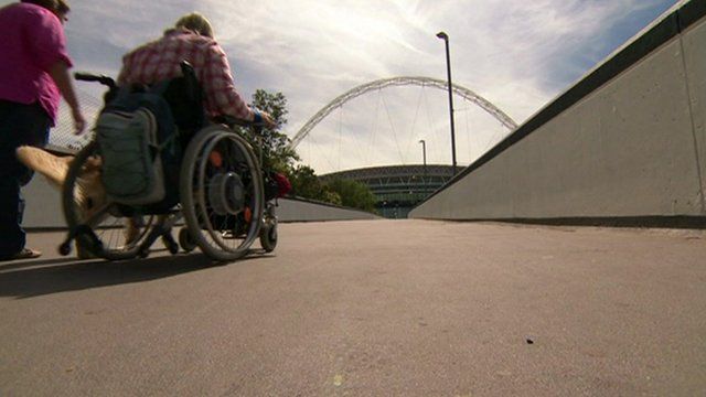 Disabled woman at Wembley Stadium
