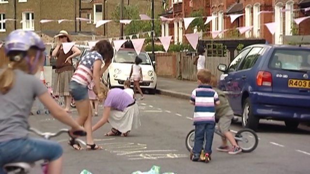 Children playing in the street in Lambeth