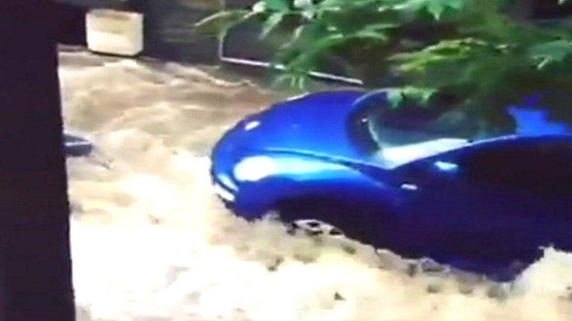Car in floodwater