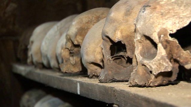 Skulls in the Rothwell ossuary