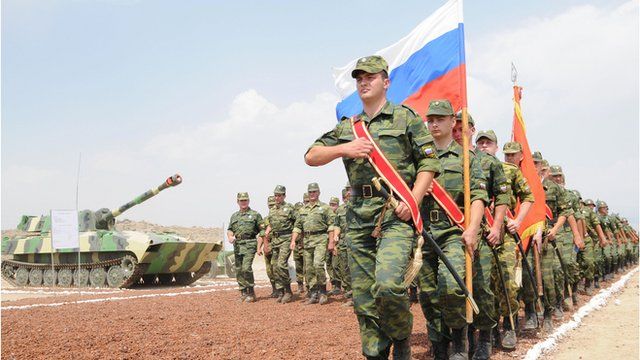 Russian troops on exercise in Armenia - file pic