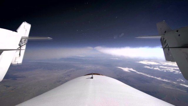 The view looking back from the Virgin Galactic space plane