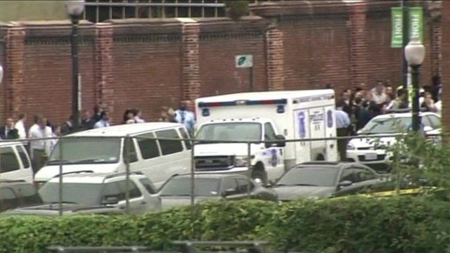 Emergency vehicles outside Navy Yard