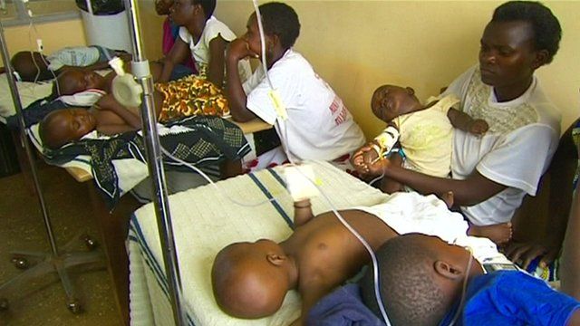 Children being treated for malaria
