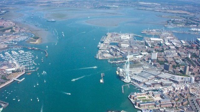 Aerial view of Portsmouth Harbour
