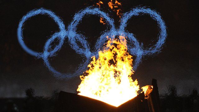 The Olympic torch burns at the 2010 winter Games in Vancouver