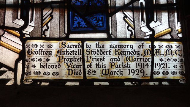 Stained glass memorial to Reverend Studdert Kennedy