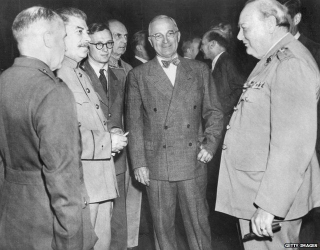 Winston Churchill, Harry Truman, Joseph Stalin at