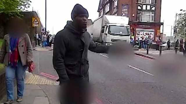 Screenshot from amateur video taken on day of Lee Rigby murder