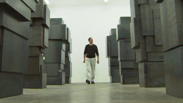 Antony Gormley amid some of his sculptures