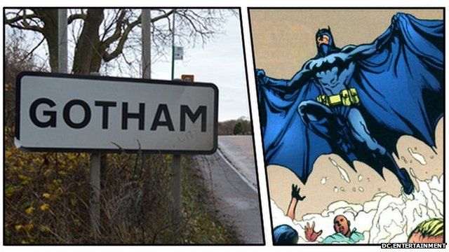 Gotham sign and Batman