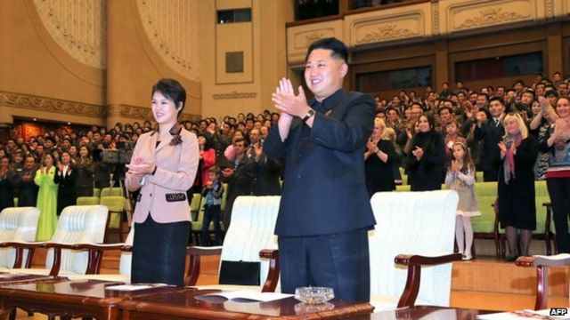 File photo: North Korean leader Kim Jong-un, right, and his wife, Ri Sol-ju, left